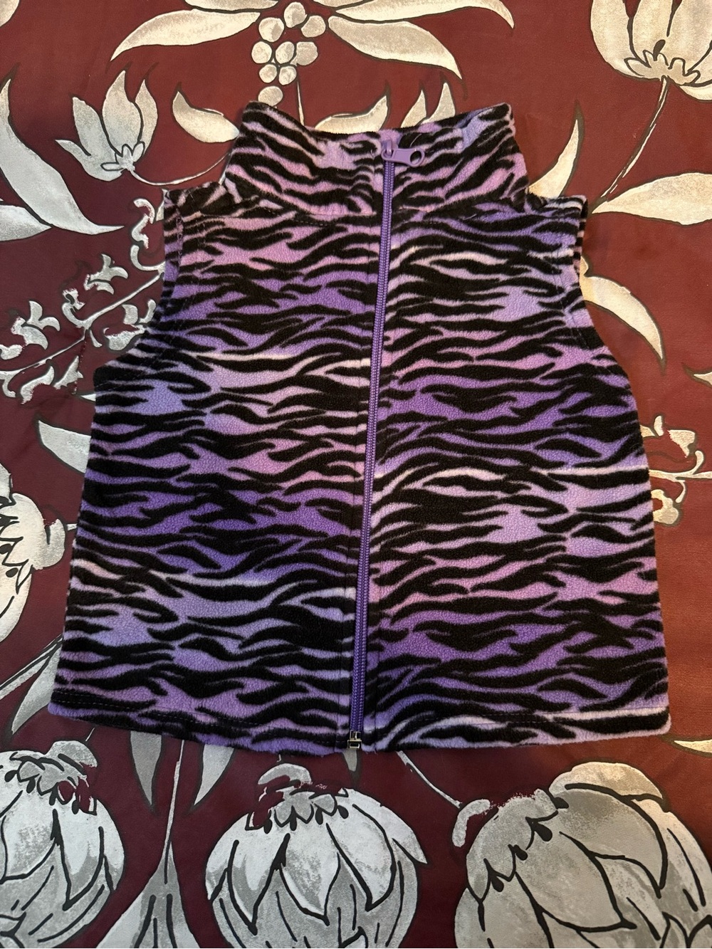 Purple Zebra Print Fleece Vest